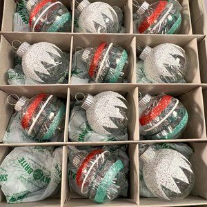 Christmas ornaments Radko Shiny Brite set of 11 unsilvered balls tinsel filled